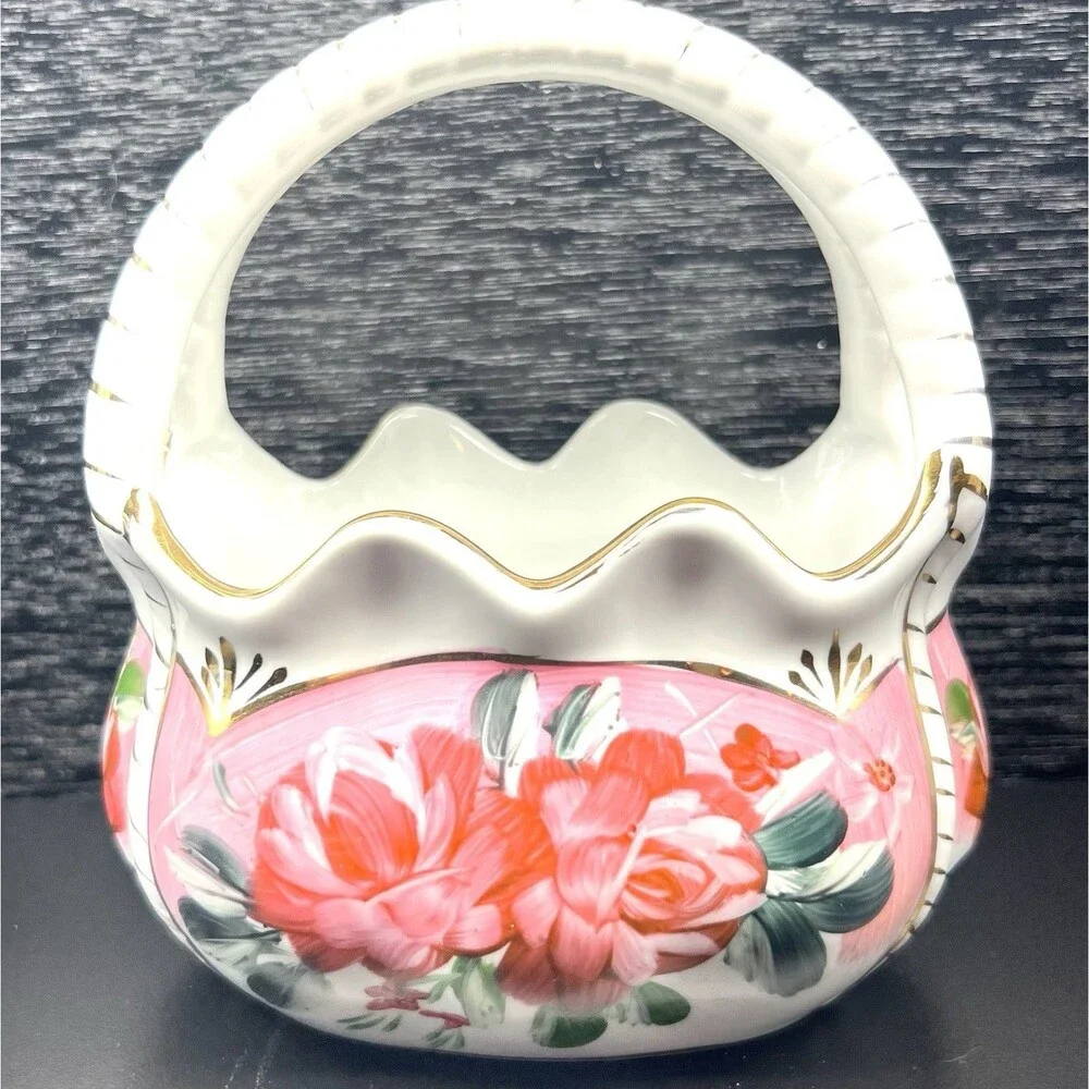 Formalities - Baum Bros -Victorian Purse- Rose Patterned Vase-Gold Tone Accents